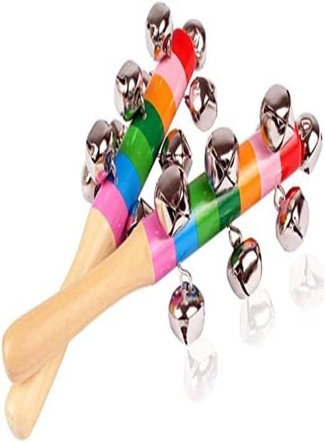 Little Mind Wooden Rattle Toys for Baby/New-Born Infant Kids Set of 3 pcs - Multicolor - Discover Sounds, Develops Sensory Skills (10 Bell Rattle, White Damura, Teathar) - Image 2